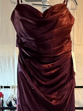 Satin Burgundy Drape Evening Dress